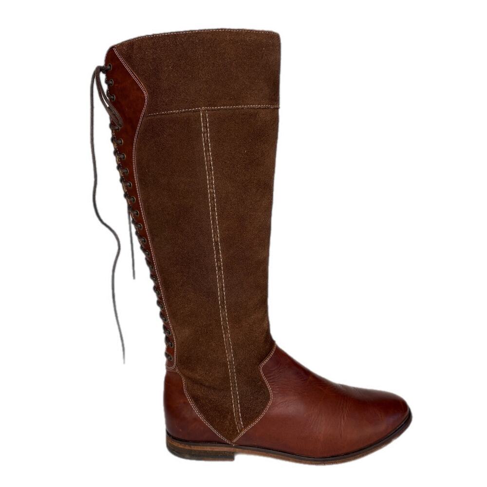 Brown Leather Suede Tall Riding Boots - Women's Size 8
